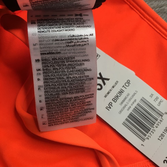 NWT Adidas Ivy Park IVP Strappy Triangle Bikini Top Swimwear Solar Orange 3X - Picture 7 of 7